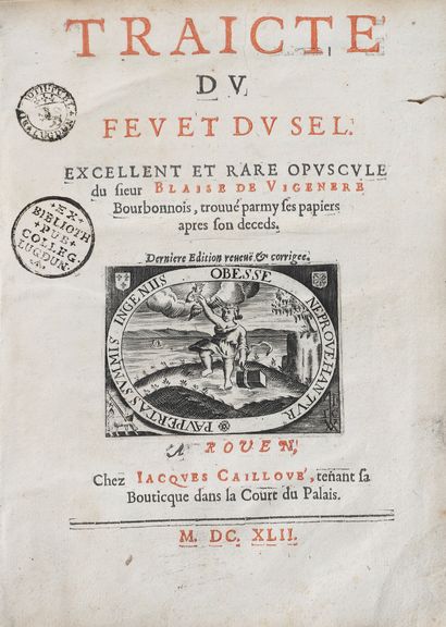 Blaise de VIGNÈRE

Traité du feu et du sel....