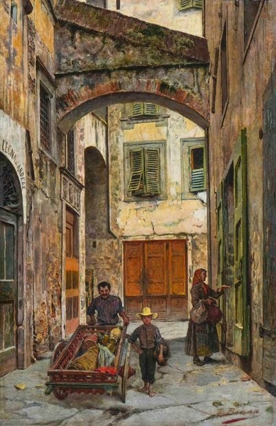 Ernest BENES (XIX-XX) 

The wine seller 

Oil...