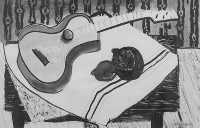 Max PAPART (1911-1994) 

Guitare et citrons...