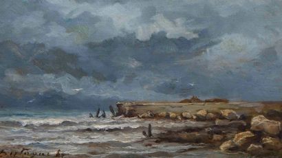 Paul BISTAGNÉ (1850-1886) 

Coastline 

Oil...