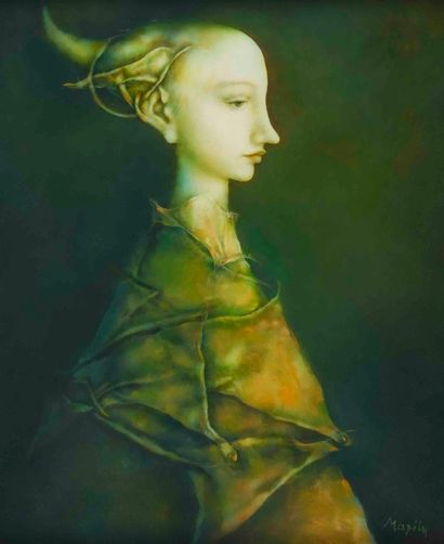 Georges MAZILU (1951) 

Virgin unicorn 

Oil...