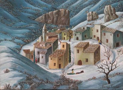 Serge FIORIO (1911-2011) 

Village under...