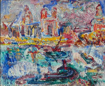 Richard MANDIN (1909-2002) 

Tugboat in front...