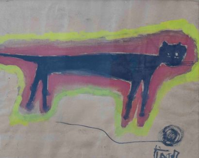 CÉSAR (1921-1998) 

Le chat. Circa 1948 

Aquarelle Signée...