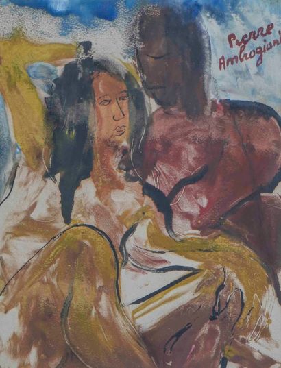 Pierre AMBROGIANI (1907-1985) 

Couple assis...
