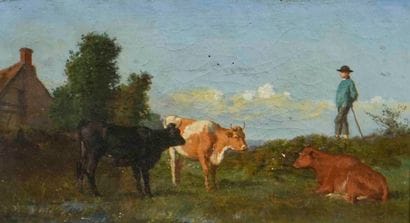 Jean PEZOUS (1815-1885) 

Herd of cows and...