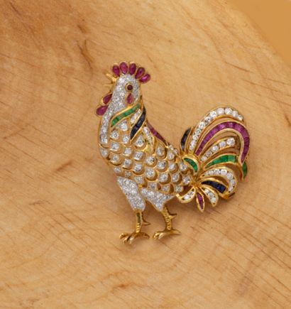 Broche en or jaune 18K (750/1000) représentant...