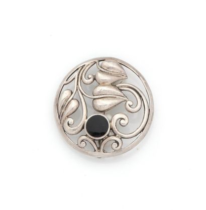 Broche ronde en argent (925/1000) ajourée...