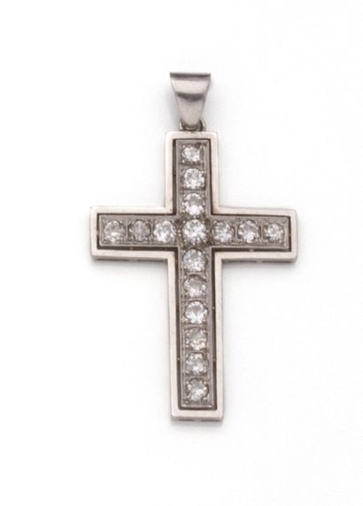 Pendentif croix en or gris 18K (750/1000)...