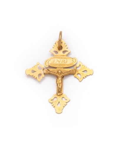 Croix grille de Chambéry en or jaune 18K...