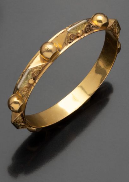 Bracelet jonc en or jaune 18K (750/1000)...