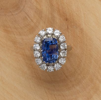 Bague en or gris 18K (750/1000) et platine...