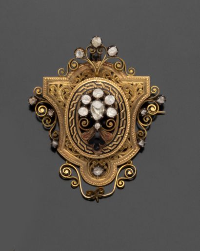 Broche-pendentif en or jaune 18K (750/1000)...