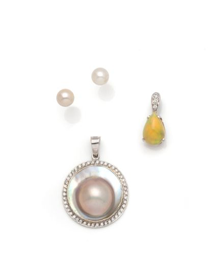 Ensemble en or deux tons 18K (750/1000) comprenant...
