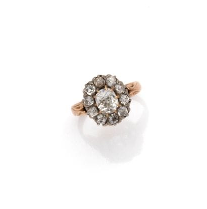 Bague marguerite en or rose 18K (750/1000)...