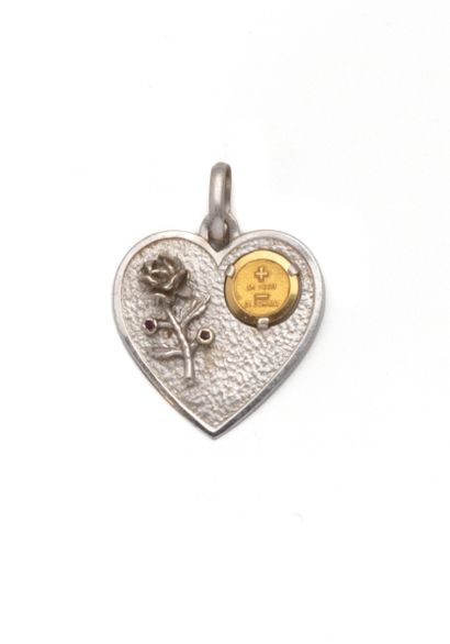 Pendentif coeur en or gris 18K (750/1000)...
