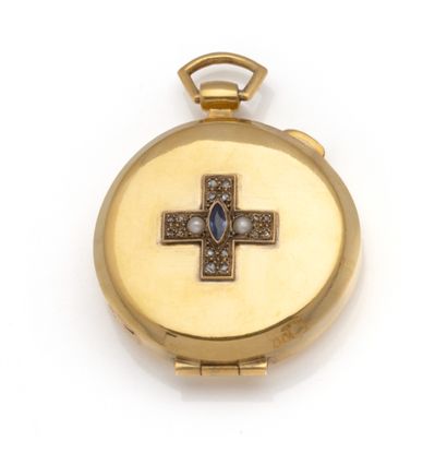 Custode imitant une montre de poche en vermeil,...