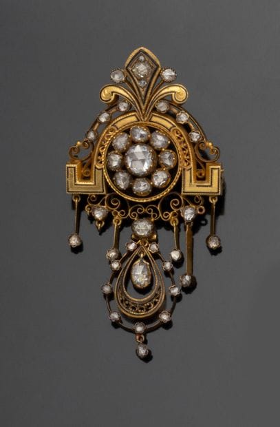 Devant de corsage en or jaune 18K (750/1000)...
