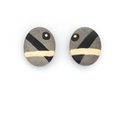Paire de clips d'oreille Art Déco en métal...