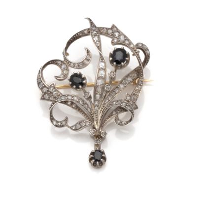 Broche-pendentif en argent (800/1000) et...