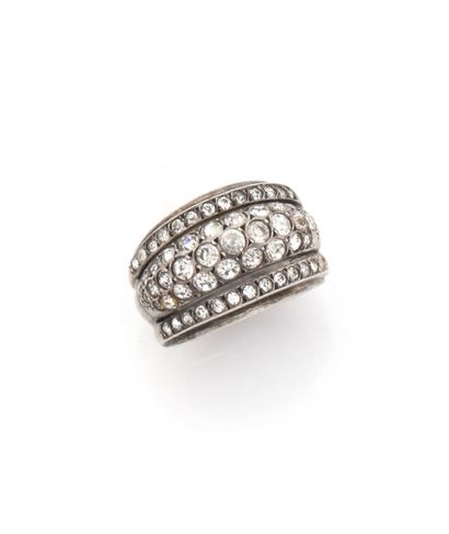 Bague bandeau cinq pans en argent (800/1000)...