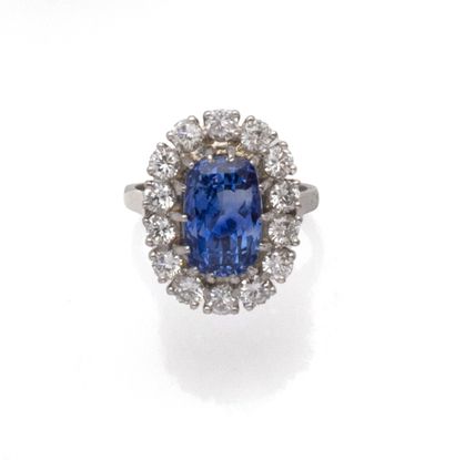 Bague en or gris 18K (750/1000) et platine...