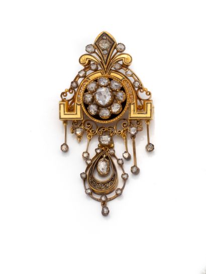 Devant de corsage en or jaune 18K (750/1000)...