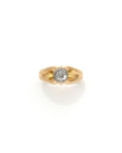 Bague jonc en or jaune 18K (750/1000) et...