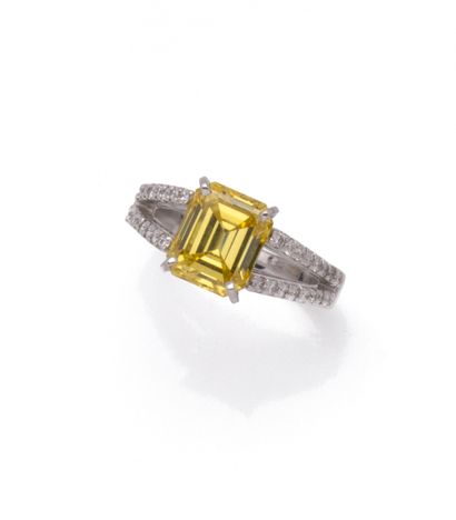 Bague en or gris 18K (750/1000) ornée en...