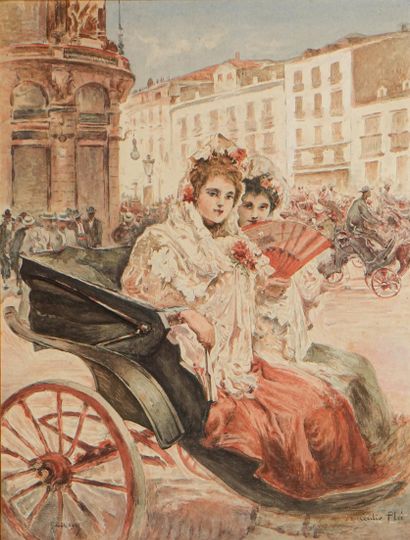 Cecilio PLA (1860-1934)
The two elegant ladies
Watercolor...