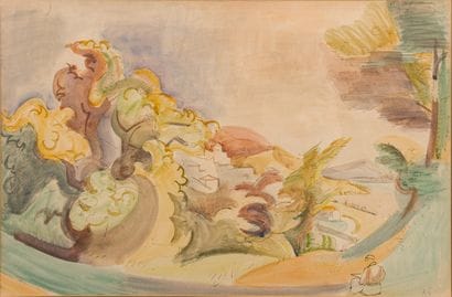 André LHOTE (1885-1962)
Animated landscape
Watercolor
Monogrammed...
