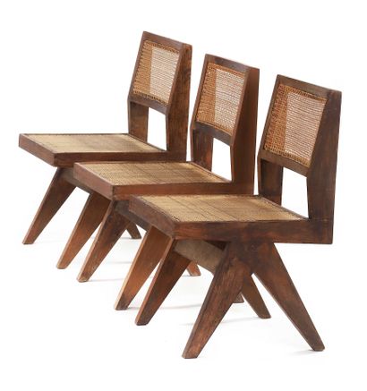Pierre JEANNERET (1896-1967) Suite de 6 chaises...