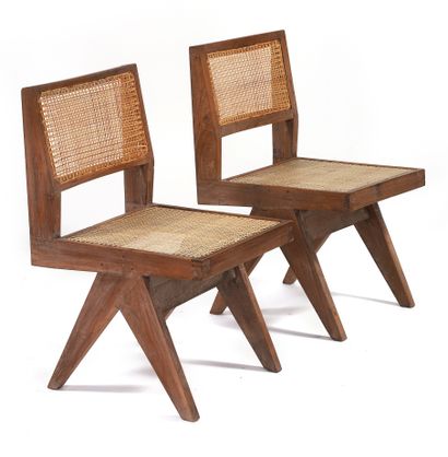 Pierre JEANNERET (1896-1967) Pair of chairs...