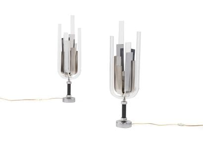 Philippe JEAN (1931-1987) Paire de lampes...