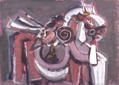 NGUYEN TU (1922-2016)
Cheval et oiseau
Gouache
38...