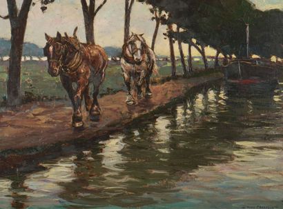 Tony CARDELLA (1898-1976)
Chevaux au bord...