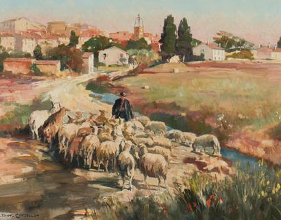 Tony CARDELLA (1898-1976)
Berger et son troupeau
Huile...