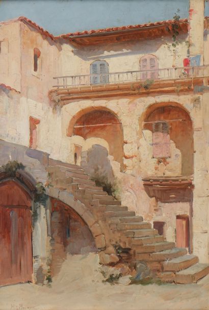 Marius REYNAUD (1860-1935)
Une cour à Arles
Huile...
