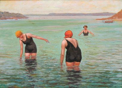 Jules AGARD (1871-1943)
Baigneuses en Méditerranée....