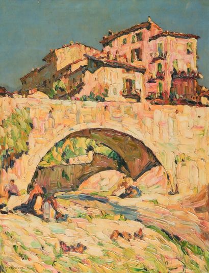 Louis PASTOUR (1876-1948)
Pont dans le village...