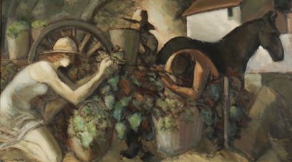 Ecole française vers 1930
Les vendanges
Huile...