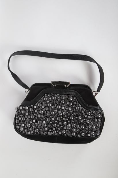 CÉLINE
31 cm black satin bag, leather-trimmed,...