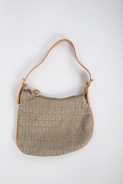 FENDI
22 cm bag in beige Zucca canvas and...