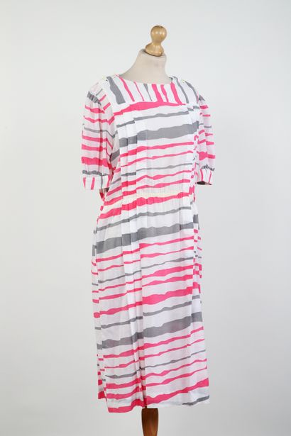 ANONYMOUS
White cotton voile dress with grey...