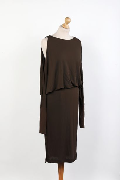MICHAEL KORS
	Brown long evening dress, round...