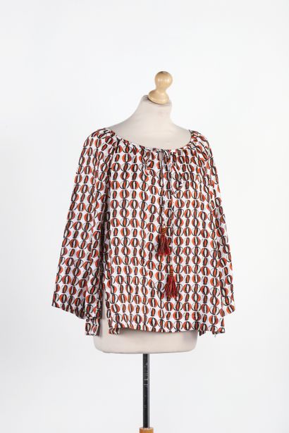 MALIPARMI
Printed linen blouse with geometric...