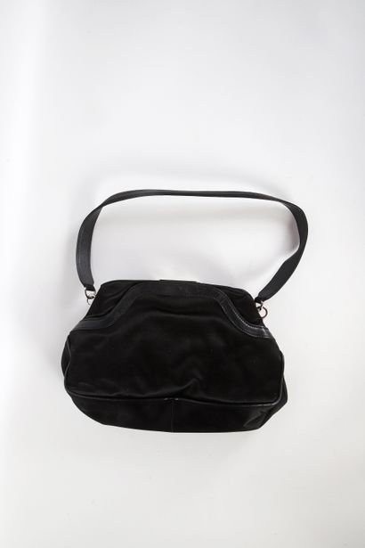 CÉLINE
31 cm black satin bag, leather-trimmed,...