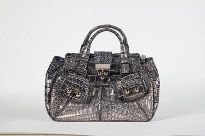 CÉLINE
33 cm bag in silver-finish blue reptile-effect...