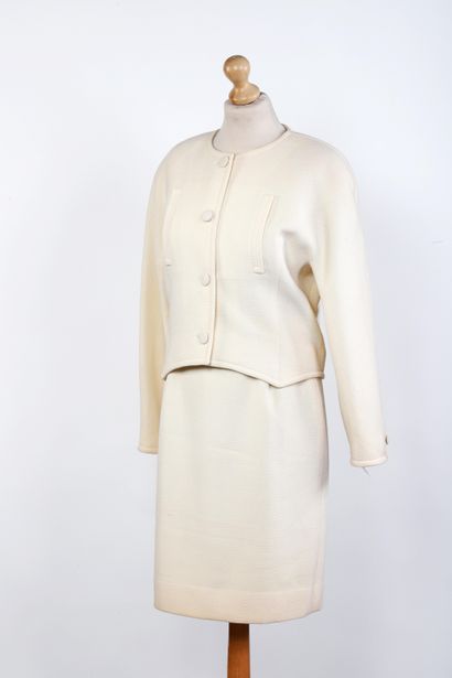 COURREGES PARIS
Ecru wool suit, martingale...