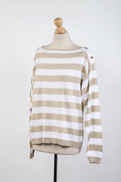 HERMES Paris
Beige and white cotton sailor...